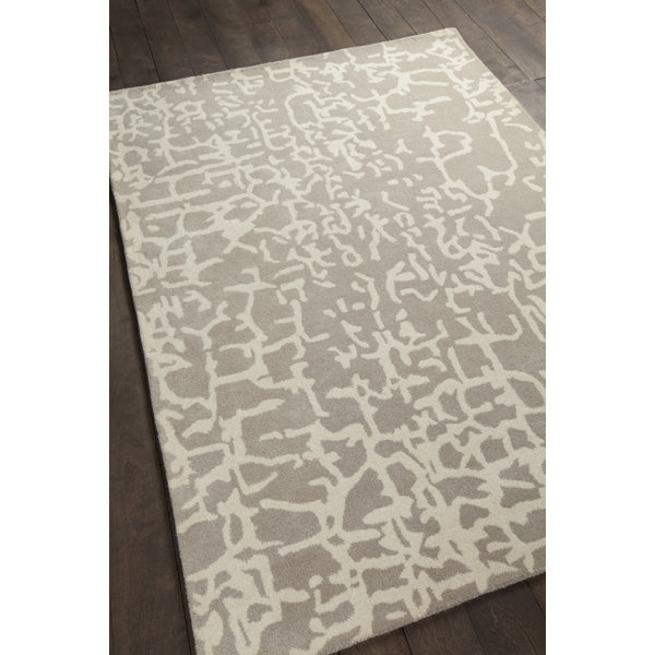 Chandra Davin Handmade Tufted Wool Gray/Cream Rug Wayfair